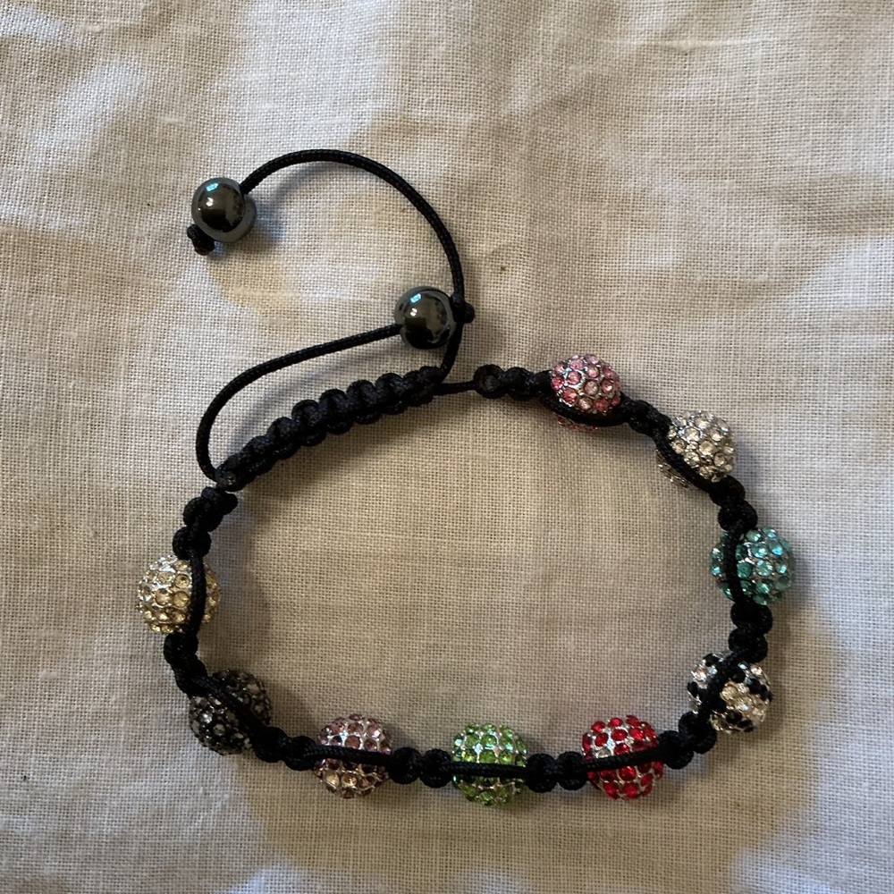 Swarovski Macrame Bracelet with multi color crystal balls